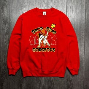 Vintage Betty Boop Drop Dead Gorgeous Halloween Sweatshirt Mens Medium 2004